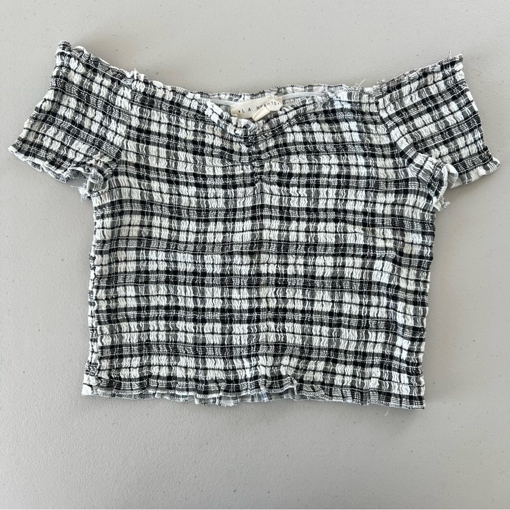 L.A Hearts // Pre-loved Casual Dressy Plaid Off-the-shoulder Croptop